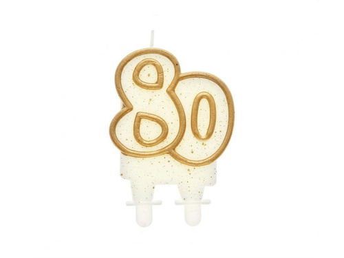 Candle for 80th birthday with gold border - 1 pc.