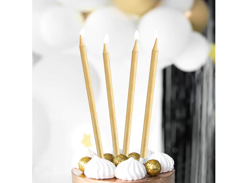 Birthday candles, gold - 12 pcs