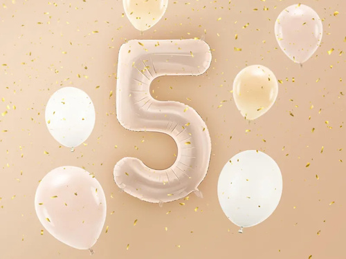 Number 5 Beige Foil Balloon - 72 cm - 1 pc