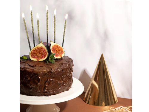 Świeczki urodzinowe Ombre złoty brokat - 13,5 cm - 6 szt.