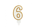 Number candle with gold border and glitter - 6 - 1 pc.