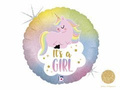 Balon foliowy It's a Girl z jednorożcem - 46 cm - 1 szt.