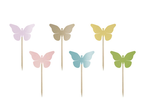 Cake pickers spring butterflies - 6 pcs.