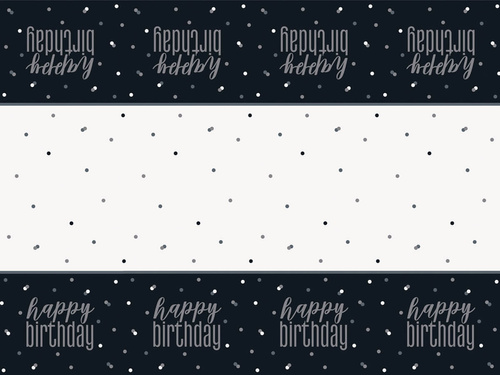 Happy Birthday black tablecloth - 137 x 213 cm - 1 pcs.