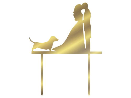 Cake topper, gold plexi - 16x21 cm - 1 pc