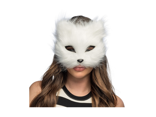 Maska pluszowa Biały kot
