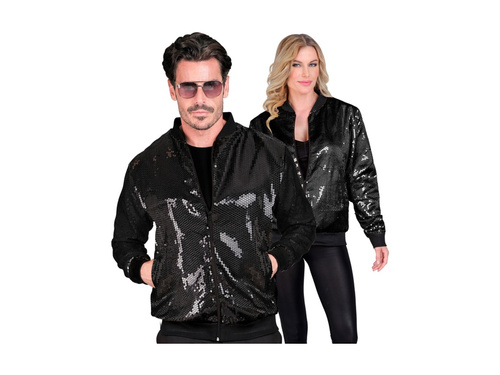 Imprezowa cekinowa kurtka - bomberka - czarna
