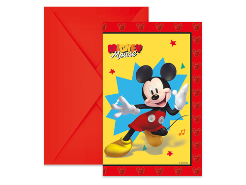 Zaproszenia urodzinowe Myszka Mickey - 6 szt.