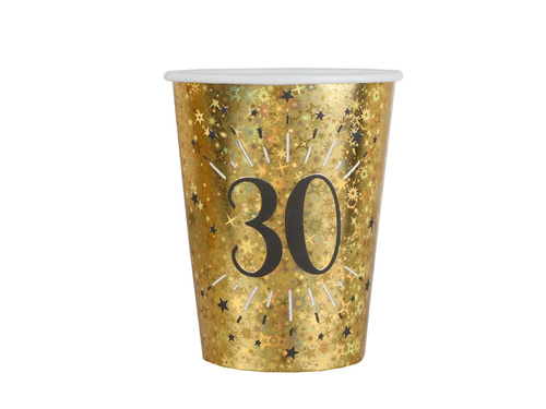 Kubeczki papierowe na trzydzieste urodziny 30 Sparkling - 250 ml - 10 szt.