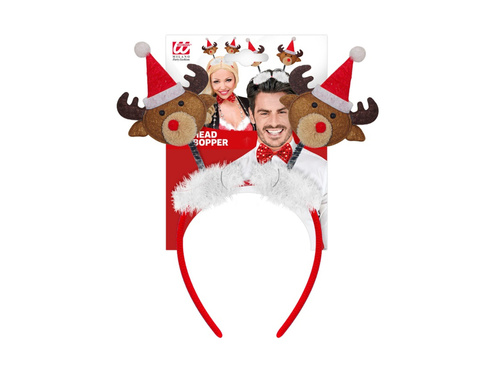 Opaska na głowę renifery z czapką Mikołaja