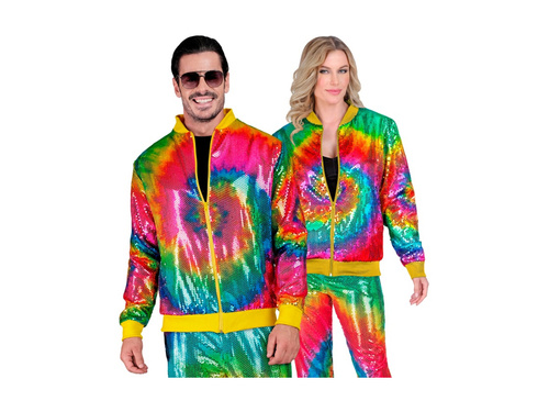 Imprezowa cekinowa kurtka - bomberka - wzór tie-dye
