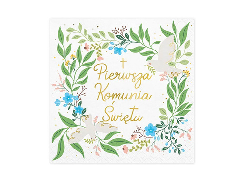 First Holy Communion napkins with leaves - 33 cm - 20 pcs.