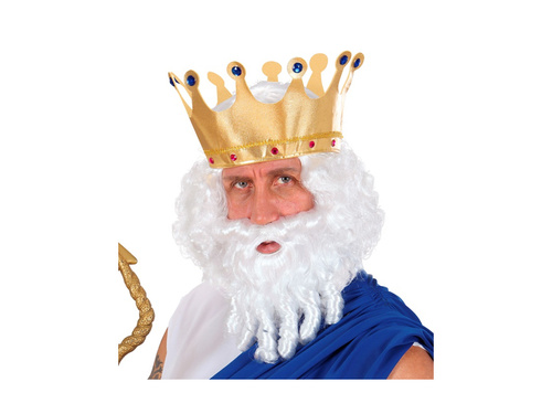 Biała peruka kręcone loki z brodą