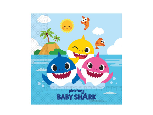 Baby Shark birthday napkins - 33 cm - 20 pcs.