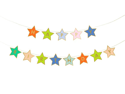 Baner urodzinowy Happy Birthday Gwiazdki - 260 x 16,5 cm - 1 szt.