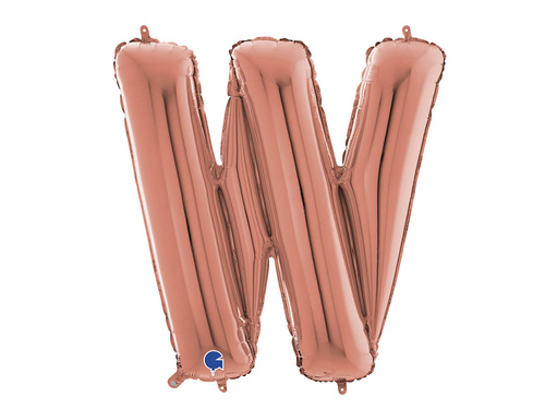 SuperShape Letter "W" Rose Gold Foil Balloon - 66 cm - 1 pc