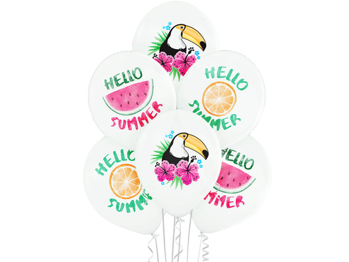 Hello Summer printed balloons - 12" - 6 pcs.