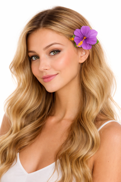 Hawajska przypinka kwiatek fioletowy - 1 szt.