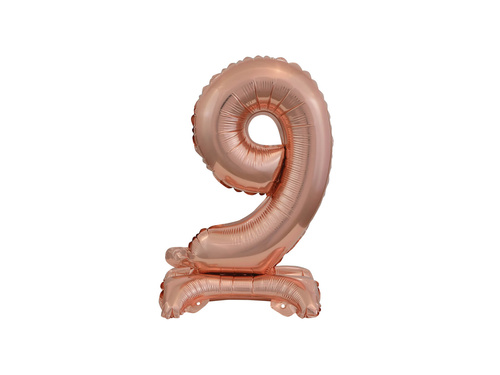 Balon foliowy stojący cyfra 9 różowe złoto - 38 cm - 1szt.