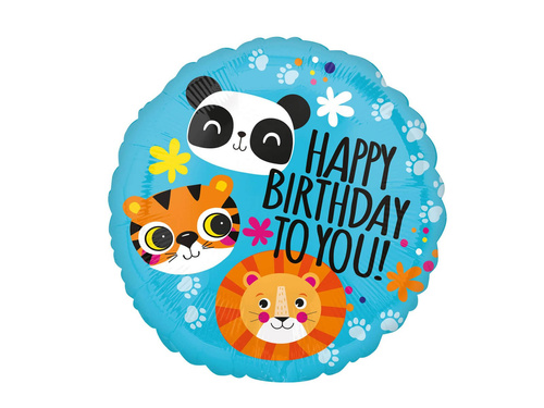 Happy Birthday Animals Safari foil balloon - 1 pc.