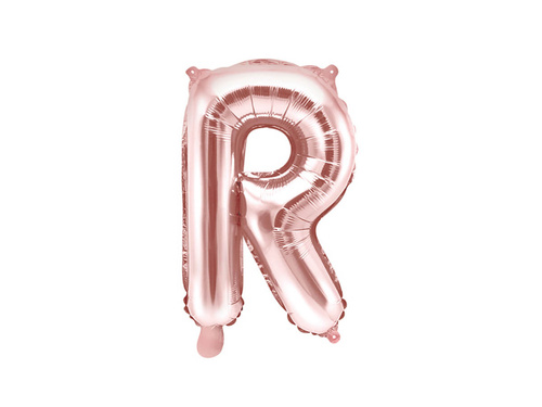 Foil balloon letter "R" pink and gold - 35 cm