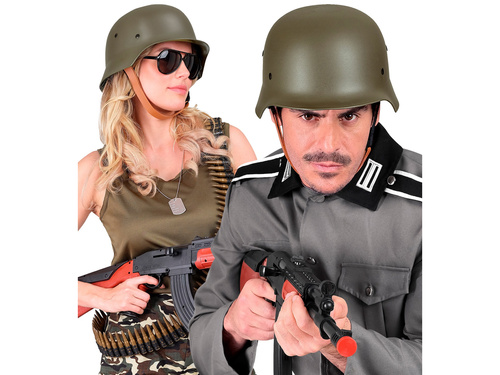 Green military helmet
