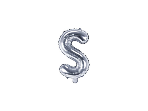 Balon foliowy litera "S" srebrna - 35 cm