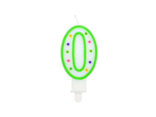 Candle number zero 0 with dots - 1 piece.