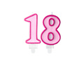 18th Birthday Pink Candle - 7 cm - 2 pcs