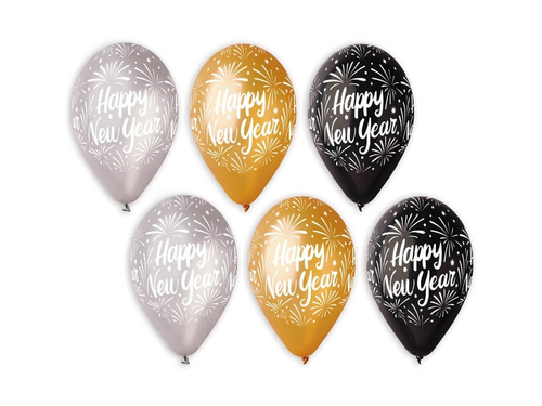 Happy New Year balloons - 31 cm - 6 pcs.