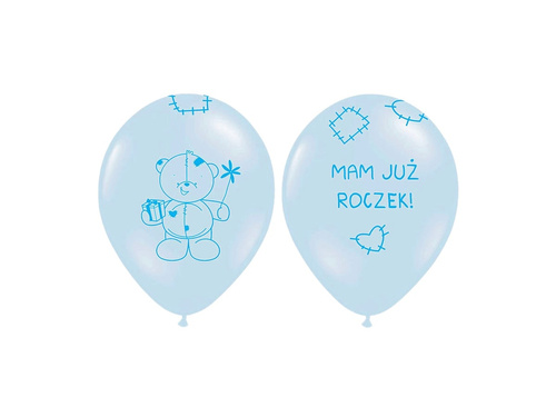 Balon z nadrukiem dla chłopca "Mam już roczek" - 30 cm - 50 szt.