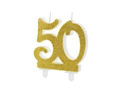 Świeczka na 50-tke ze złotym brokatem - 1 szt.