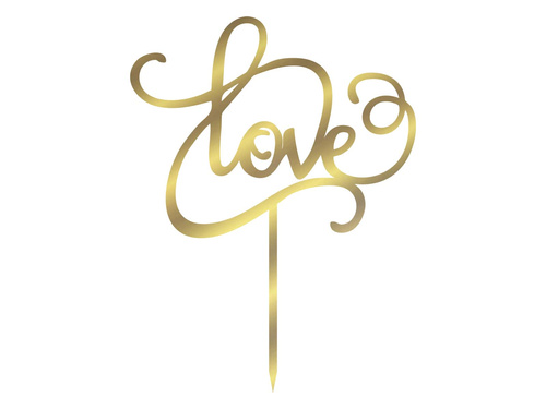 Gold mirrored plexiglass topper for Love cake - 16 cm