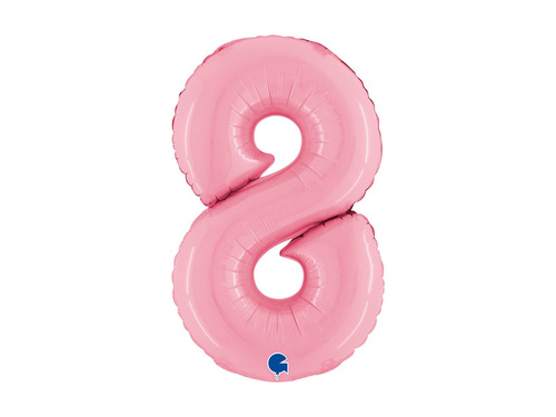 Balon foliowy cyfra 8 pastelowy różowy - 14" - 1 szt.