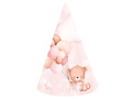 Paper caps pink Teddy bears with balloons - 6 pcs.