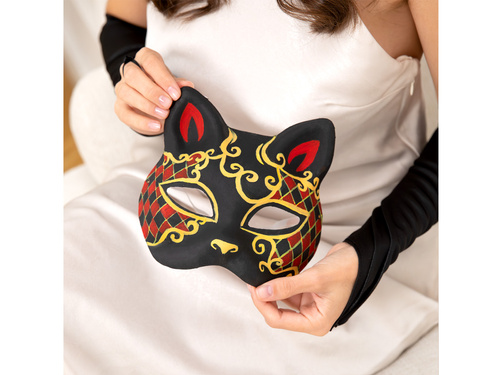 Maska papierowa biała Kot DIY - 10 szt.