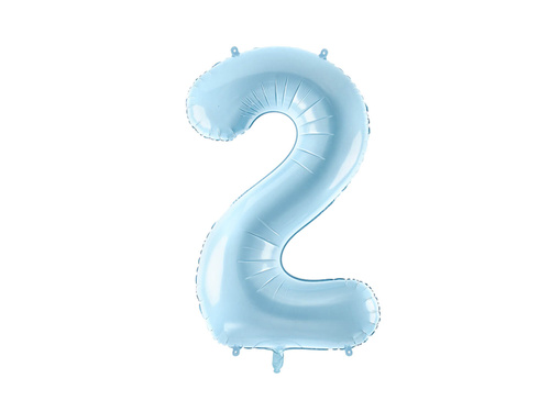 Balon foliowy cyfra 2 błękitna - 86 cm - 1 szt.