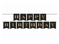 Black flag banner with the inscription Happy Birthday - 250 cm - 1 pcs.