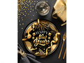 Plates New Year's Eve, black - 23 cm - 6 pcs.
