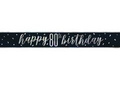 Happy Birthday black banner for 80th birthday - 274 cm - 1 pcs.