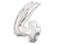 Balon foliowy cyfra 4 srebrna - 33 cm
