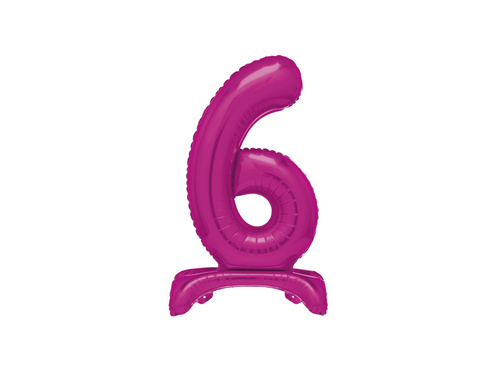 Foil balloon standing number 6 pink - 76 cm - 1pc.