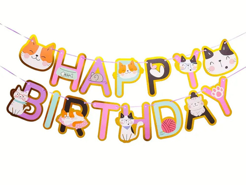 Baner Happy Birthday Kotki -  5 m - 1 szt.