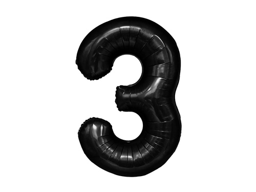 Number 3 black Foil Balloon - 100 cm - 1 pc