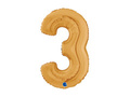 Balon foliowy cyfra 3 złoty - 26" - 1 szt.