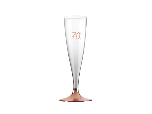Champagne glasses for seventieth birthday rose gold - 140 ml - 6 pcs.