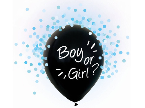 Boy or Girl birthday balloons with blue confetti - 30 cm - 4 pcs