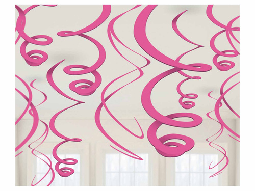 Swirl pink hanging decoration - 56 cm - 12 pcs.