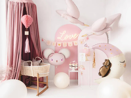Balon foliowy Bocian jasnoróżowy - 100 x 43 cm - 1 szt.