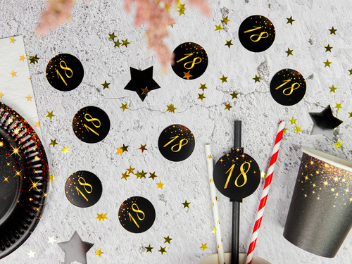 Sparkling black straws for the eighteenth birthday - 6 pcs.